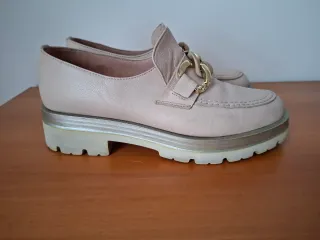 Mocassini donna pelle beige oro n.37