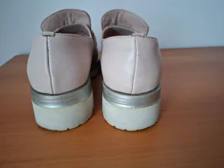 Mocassini donna pelle beige oro n.37