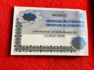 1000 PESETAS. PLATA. MUNDIAL 98. FNMT. NUMERADA.