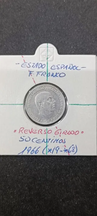 Moneda 50 Céntimos Franco 1966 Variante