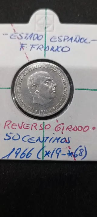 Moneda 50 Céntimos Franco 1966 Variante