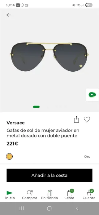 Gafas de sol Versace aviador mujer
