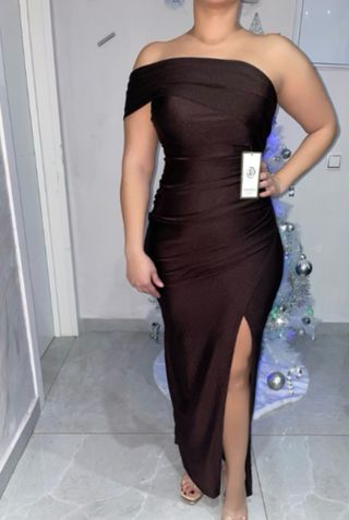 Vestido fiesta marrón talla S