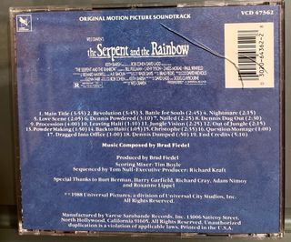 The Serpent and the Rainbow Brad Fiedel Firmada