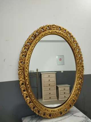 Espejo Ovalado Antiguo Dorado