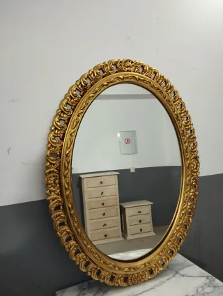 Espejo Ovalado Antiguo Dorado
