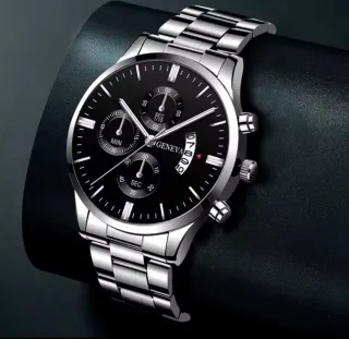 Reloj Geneva Inoxidable Negro y Plateado