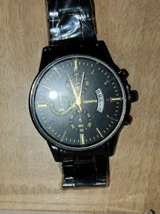 Reloj Geneva Inoxidable Negro y Plateado