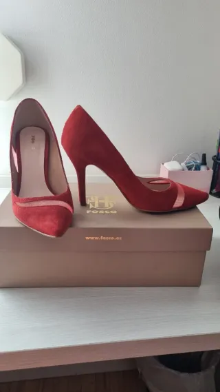 Zapatos rojos de tacón Fosco de ante – talla 38