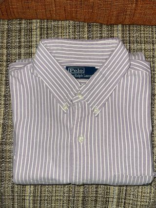 Camisa Polo Ralph Lauren Rayas Morado/Blanco