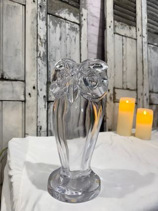 Búho de cristal transparente