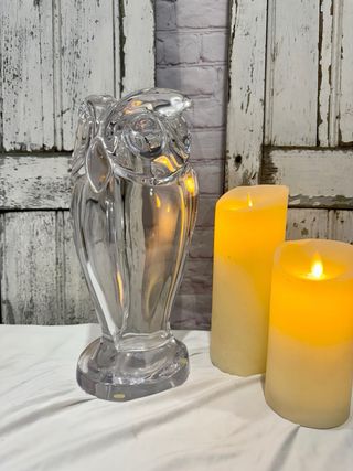 Búho de cristal transparente