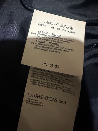 Abrigo Armani Junior Negro Plumas