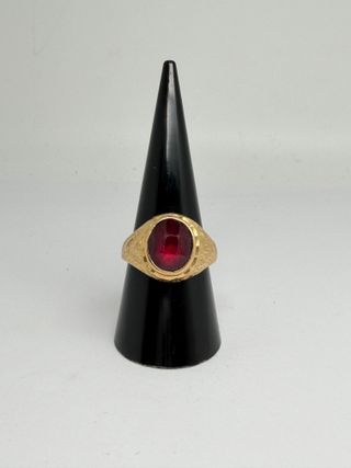 Anillo Sello Oro 18k con Piedra Roja 6,12gr T20