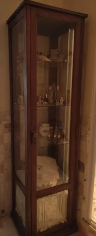 Vitrina antigua de madera y cristal