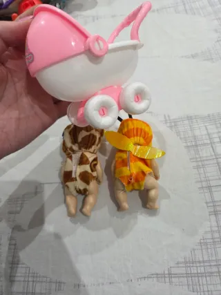 Muñecas Bebé con Carrito Rosa