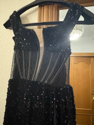 Vestido fiesta lentejuelas negro