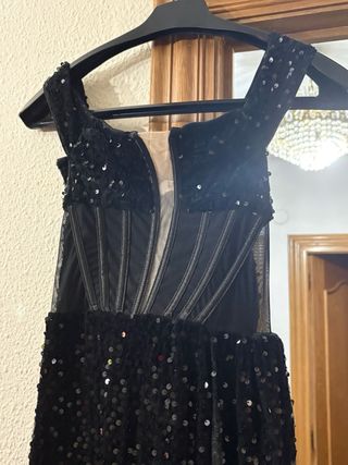 Vestido fiesta lentejuelas negro