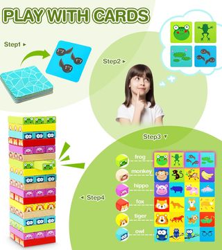 Torre di blocchi in legno per bambini - Gioco educativo per bambini dai 3 ai 7 anni