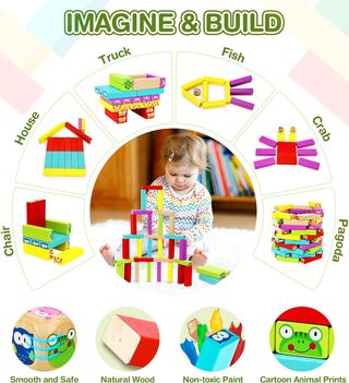 Torre di blocchi in legno per bambini - Gioco educativo per bambini dai 3 ai 7 anni