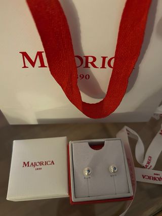 Pendientes Perlas Majorica con Azul