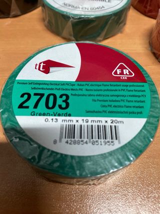 9 rollos de cinta aislante 19 mm x 20 m