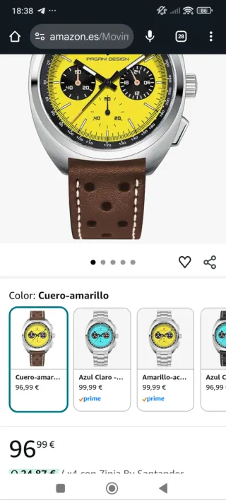 Reloj Pagani Design Cronógrafo Amarillo