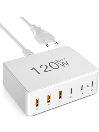 Estación de Carga USB C de 6 Puertos 120W GAN