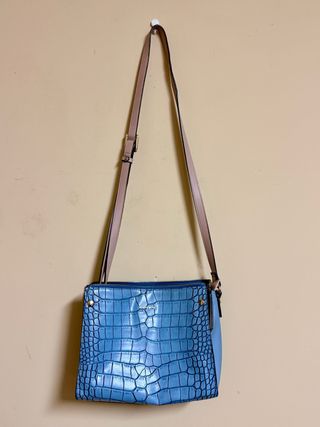 Bolso Piel Vegana Azul y Beige