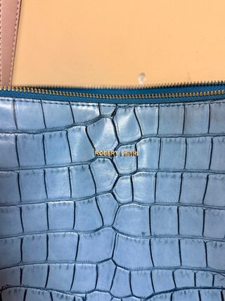 Bolso Piel Vegana Azul y Beige