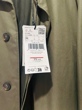 Gabardina Mango Verde Talla M