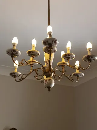 Coppia Lampadari Liberty Oro e beige