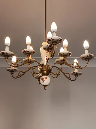 Coppia Lampadari Liberty Oro e beige