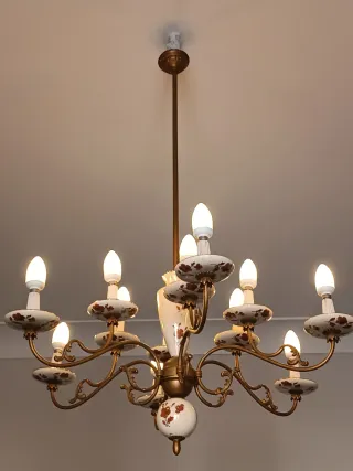 Coppia Lampadari Liberty Oro e beige