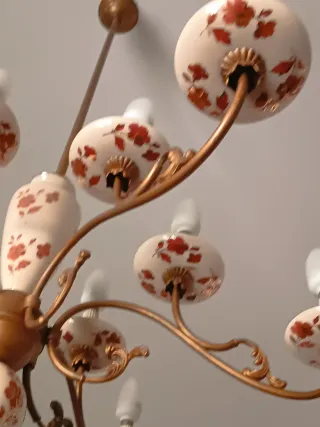 Coppia Lampadari Liberty Oro e beige