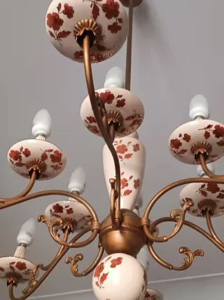 Coppia Lampadari Liberty Oro e beige