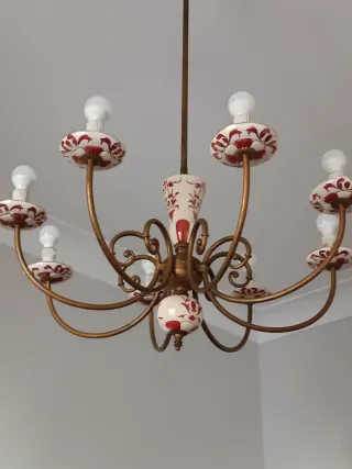 Coppia Lampadari Liberty Oro e beige