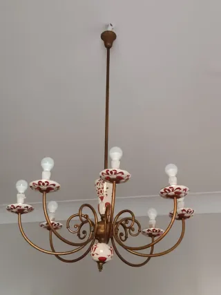 Coppia Lampadari Liberty Oro e beige