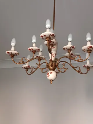 Coppia Lampadari Liberty Oro e beige