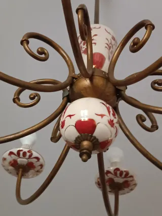 Coppia Lampadari Liberty Oro e beige