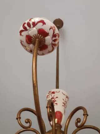 Coppia Lampadari Liberty Oro e beige