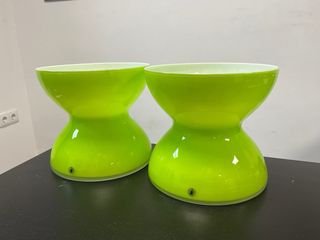 2 Macetas Vintage Vidrio Verde