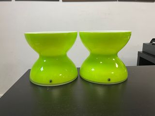 2 Macetas Vintage Vidrio Verde