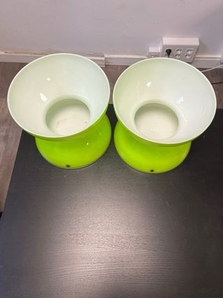 2 Macetas Vintage Vidrio Verde