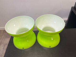 2 Macetas Vintage Vidrio Verde