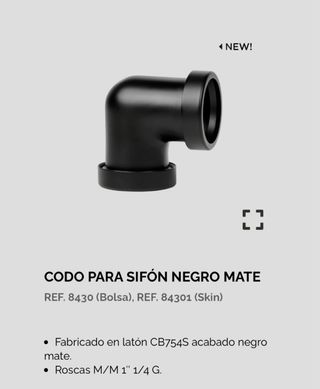 Codo sifón negro mate