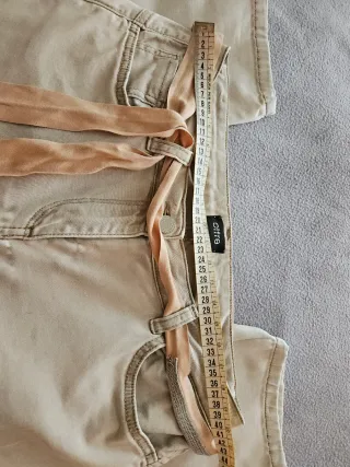 Pantaloni cotone 5 tasche beige