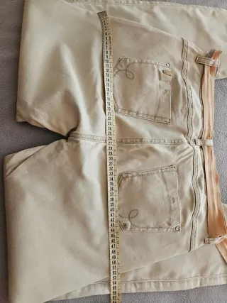 Pantaloni cotone 5 tasche beige