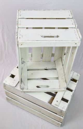 2 Cajas de Madera Blancas Antiguas