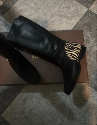 Botas altas mujer negras cebra